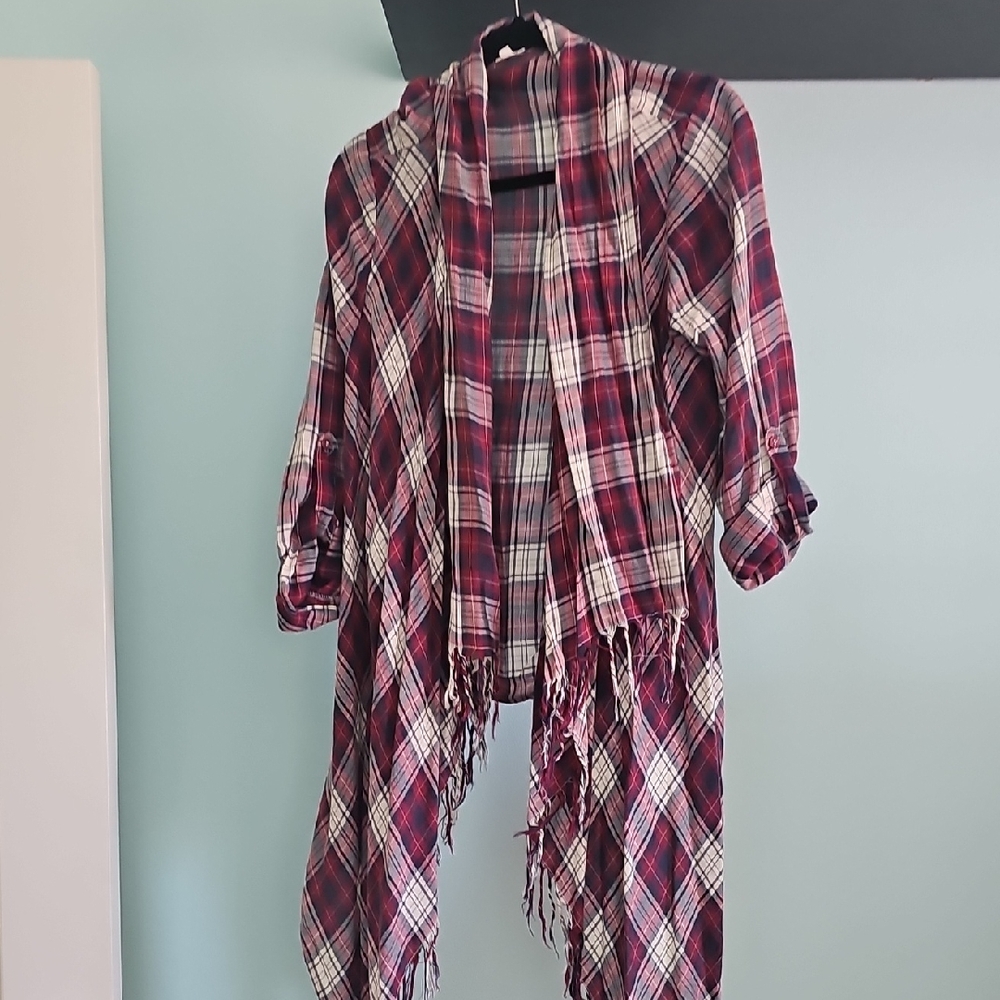 Plaid Women's Jacket with Fringe